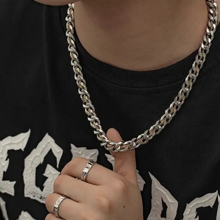 Aurelian Dual Tone Cuban Chain Necklace : MN1S1155-S-G
