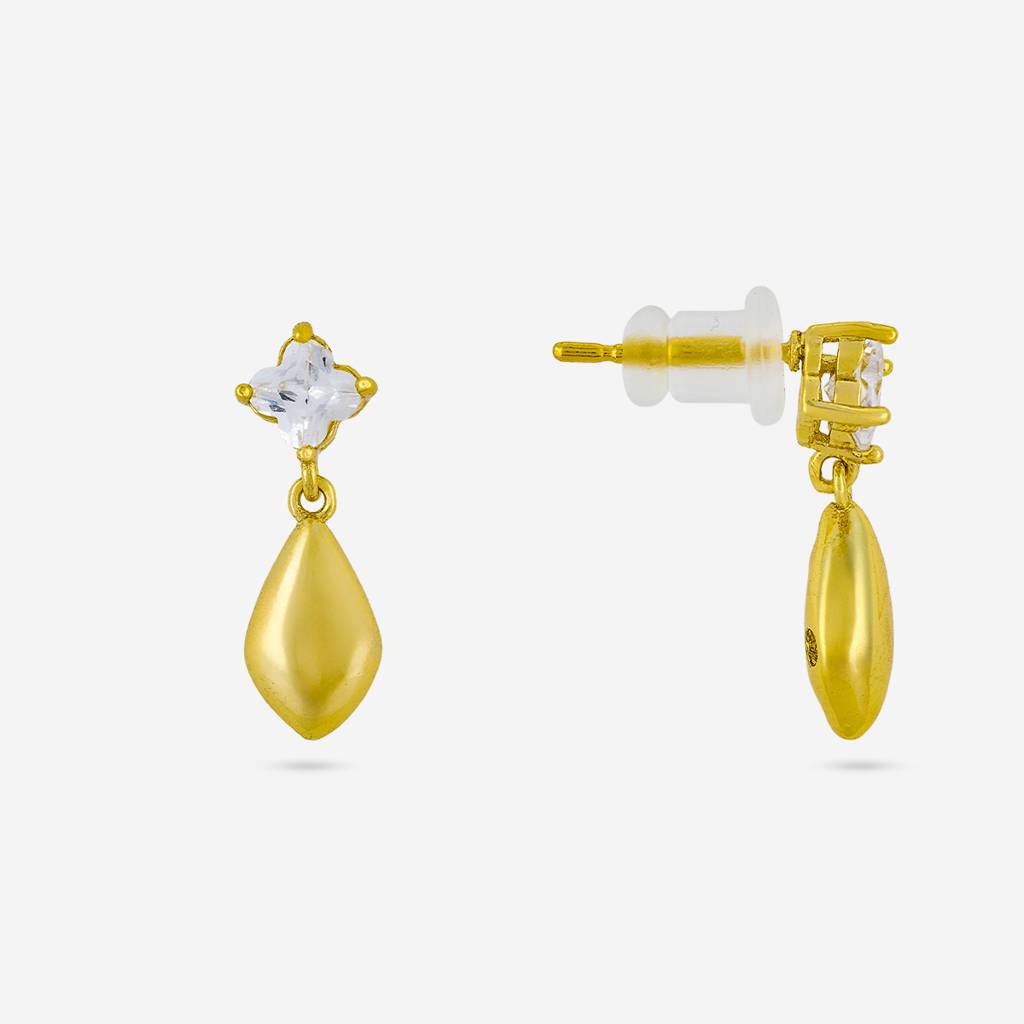 White Gold - Plated Casual Wear Trendy Zircon Earring - 460393 : 460393