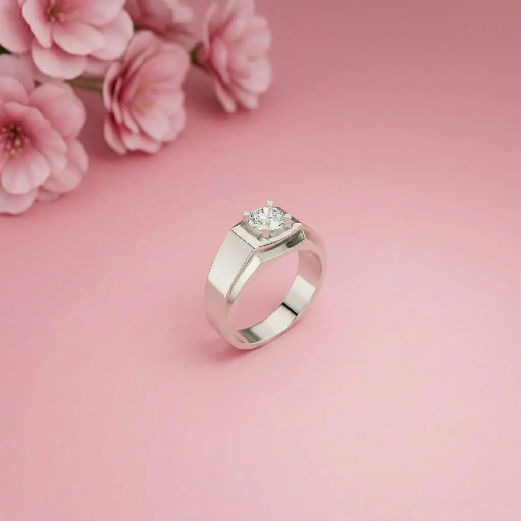 0.75Ct Moissanite Bold Bezel Set Solitaire Ring For Men'S : ZLM-10094-14N
