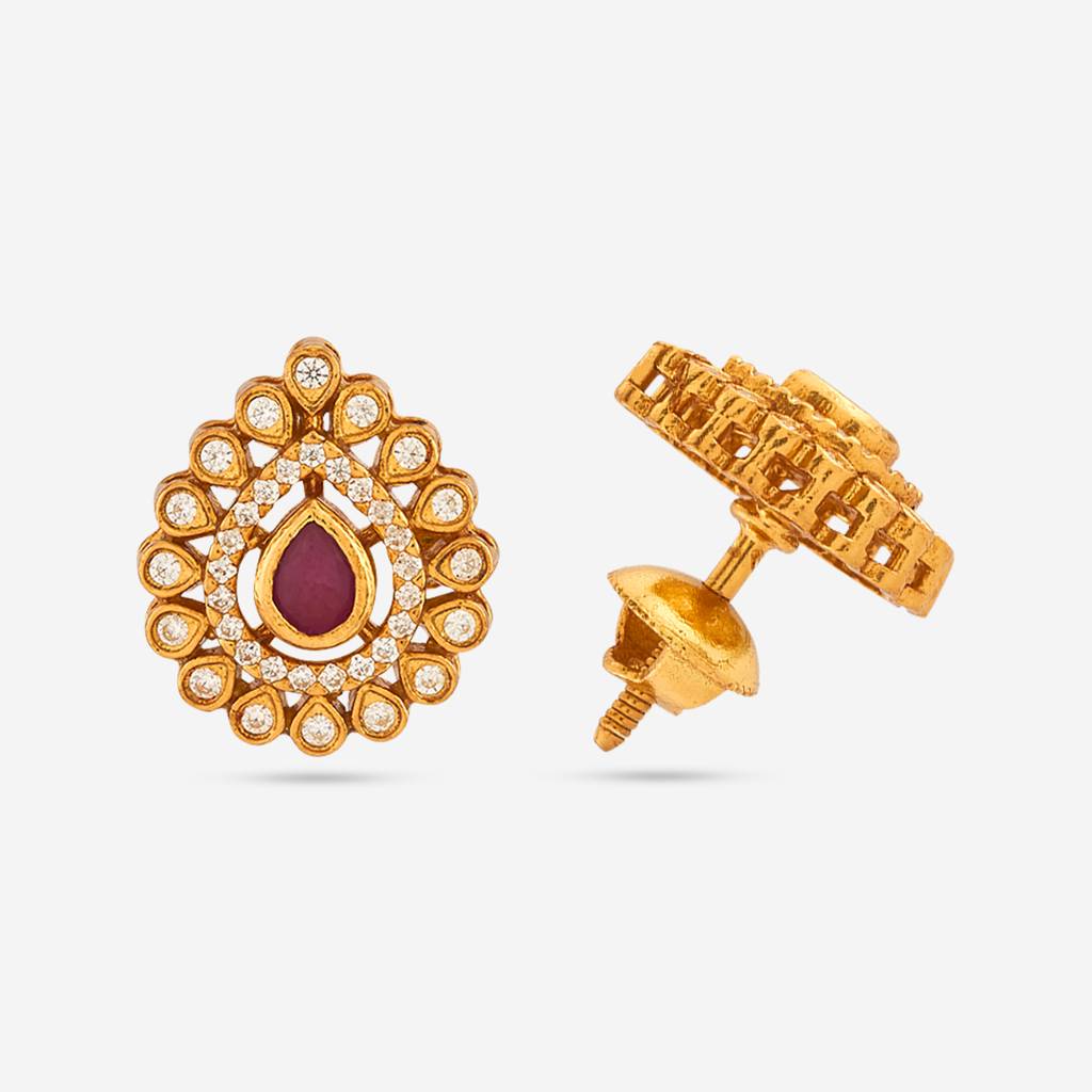 Gold - Plated Festive Temple Earring - 447983 : 447983