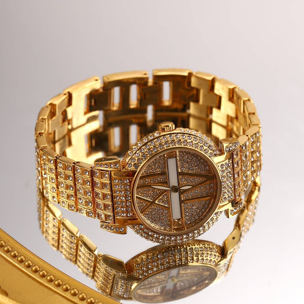 Fully Stone-Studded Watch Bracelet For Women : WT-S-0023-G-G