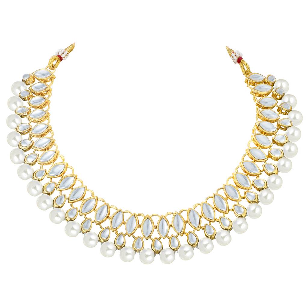 Peora Traditional Pearl Drop Kundan Necklace Jewellery Set : PF25N1010W
