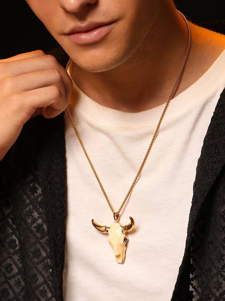 Men'S The Longhorn Pendant Necklace - Ivory White : FAPD1131
