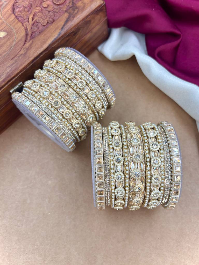 Golden Bangles Set – Bridal Ethnic Jewelry : HB-57-24