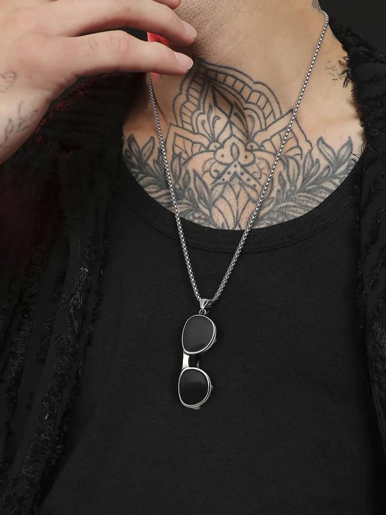 Men'S Sunglass Pendant Necklace - Charcoal Black : FAPD1089