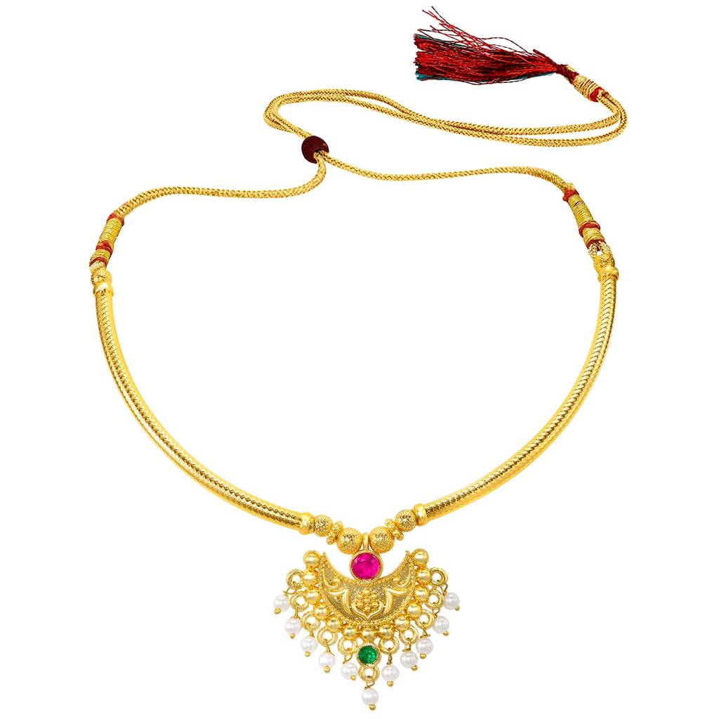 Gold Plated Ethnic Pink Crystal Pendant Chain Earrings Set For Women | Festive & Occasion Jewellery : PF04N58RPG