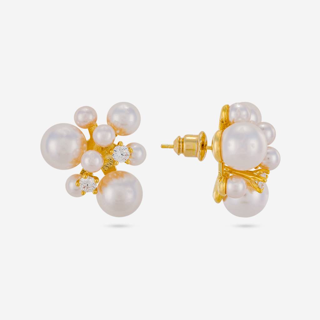 Pearl Gold - Plated Casual Wear Trendy Zircon Earring - 464538 : 464538