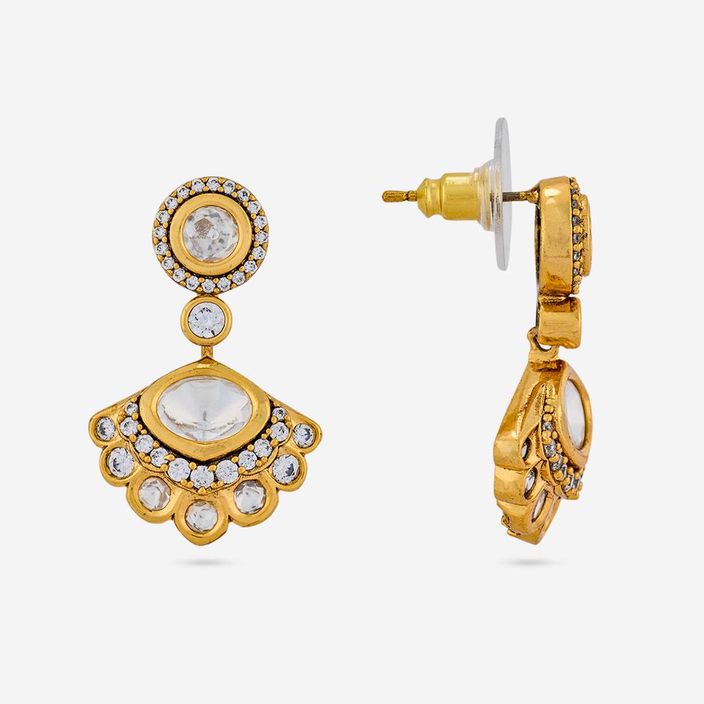 White Victorian - Plated Bridesmaid Kundan Earring - 467966 : 467966