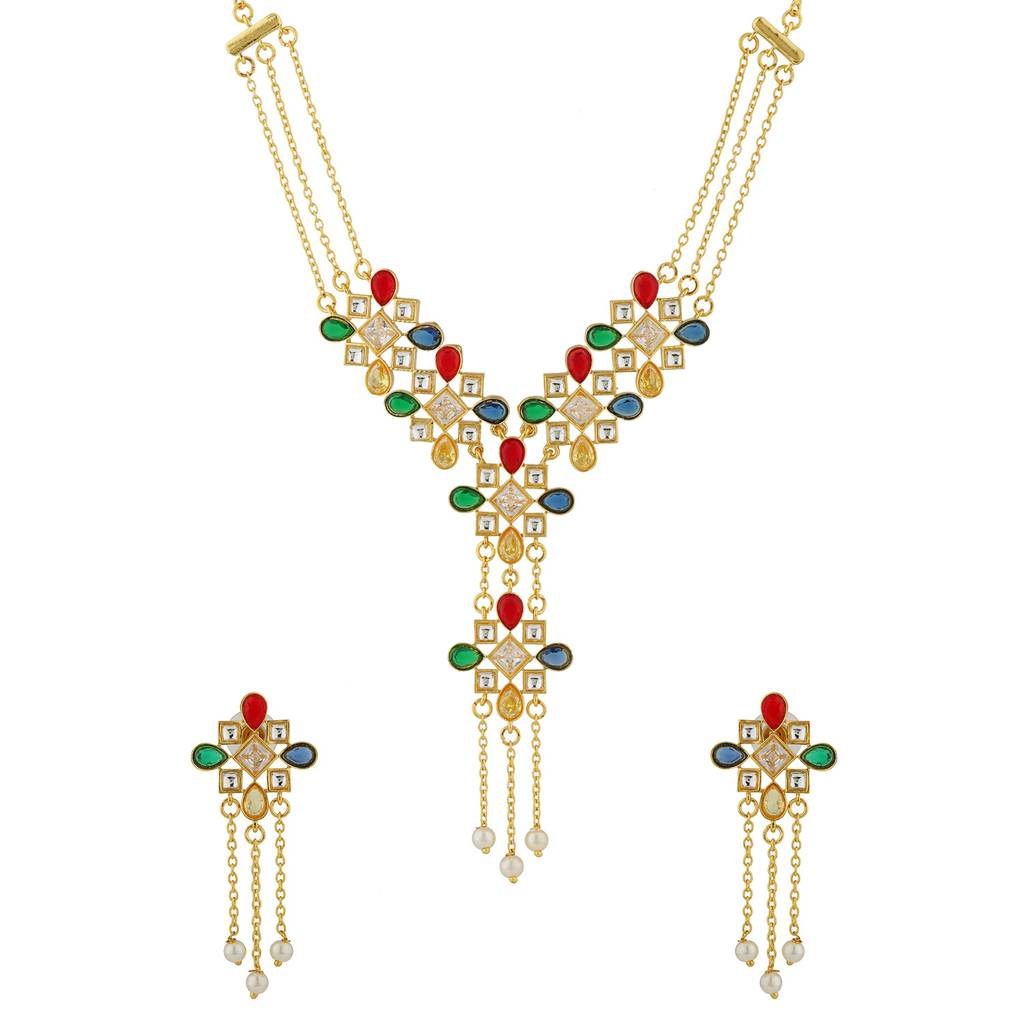 Navratna Eternal Symmetry  Short Necklace Set : 8905124570878