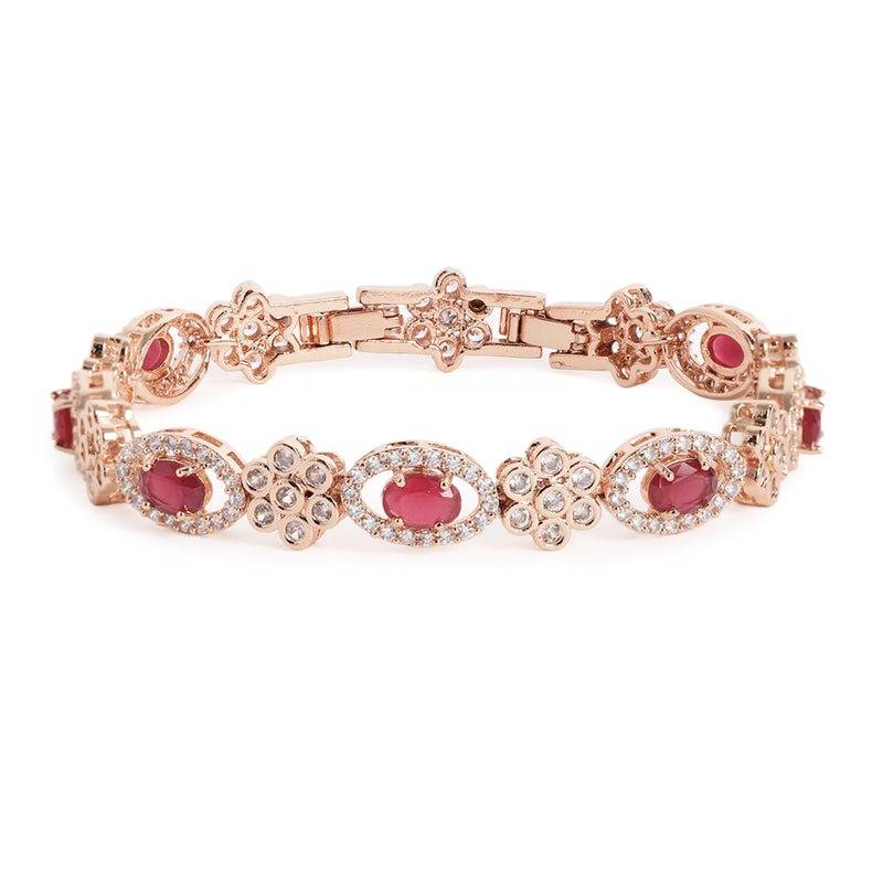 Rose Gold Plated Cz Tennis Bracelet For Women | Elegant Wear : AD-142-RGRBBR