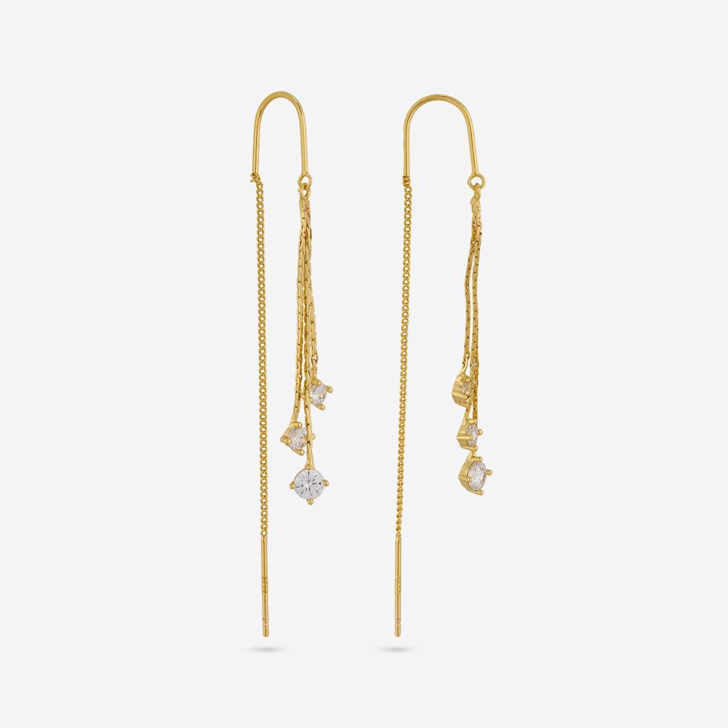 White Gold - Plated Casual Wear Trendy Zircon Earring - 460138 : 460138