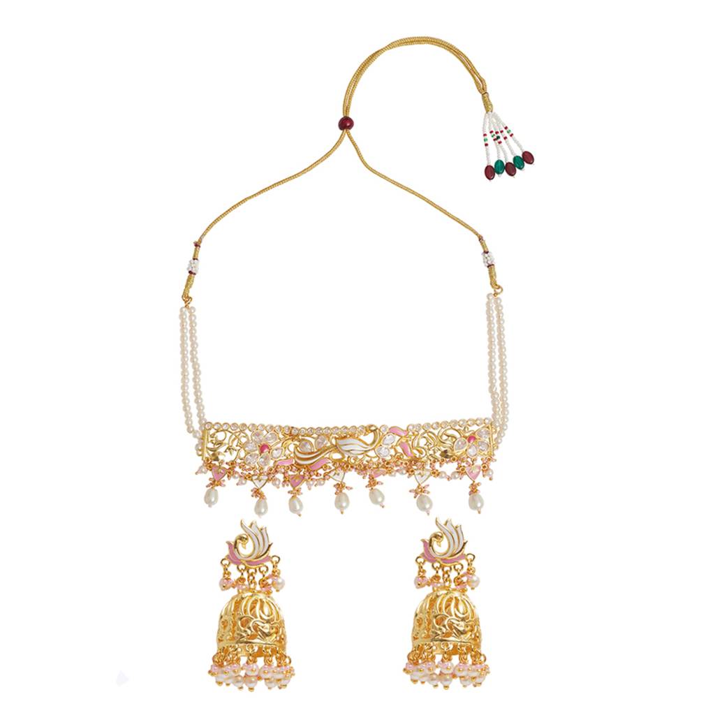 Traditional Necklace With Pearls And Lotus Design : 8905124444575