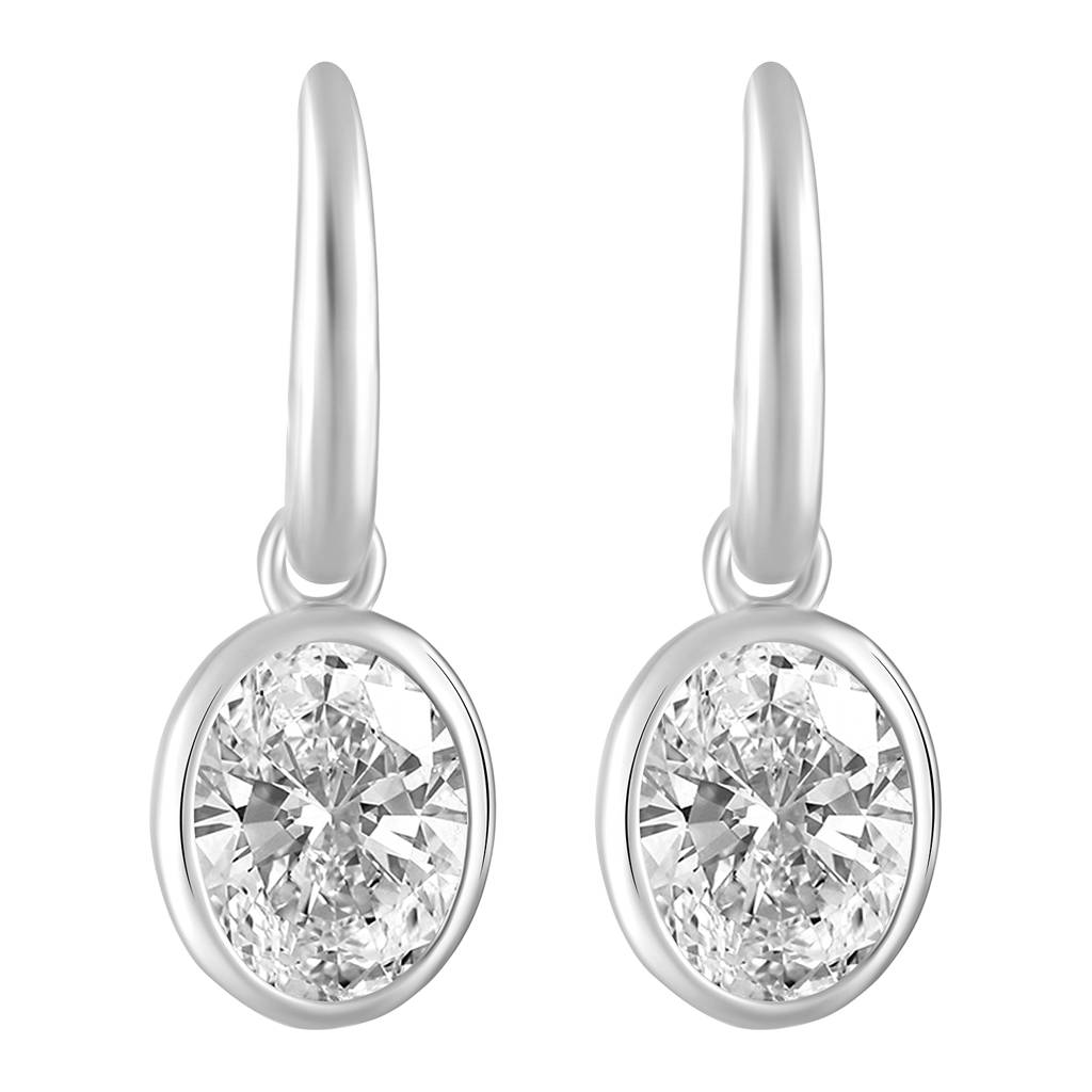 White Stylish Drop Earrings For Women & Girls | Silver Plated | Crystal Studded | Fancy Contemporary Jewellery | B : PX9E3058W