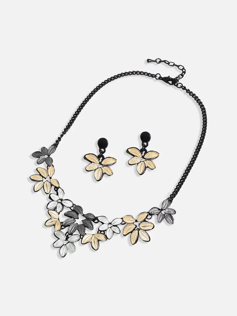 Kahri-Women'S Gold & Silver Foliage Jewellery Set : SOHIJS9800