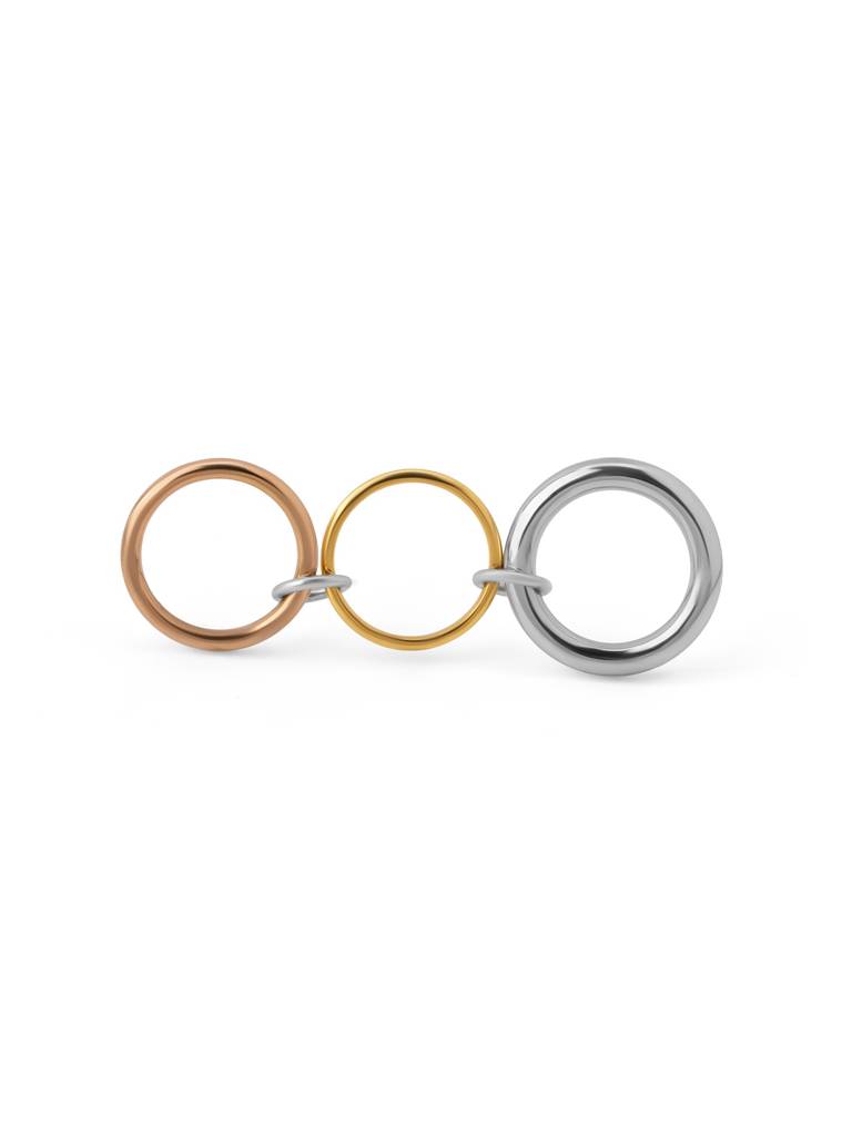 Minimal Triple Linked Ring For Women - Waterproof & Anti-Tarnish : RG0256-6