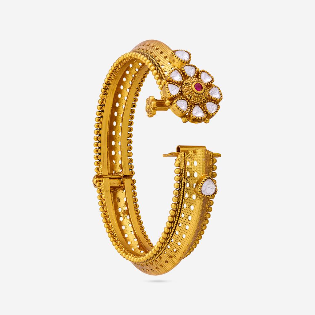 Ruby Gold - Plated Festive Antique Kada - 457446 : 457446