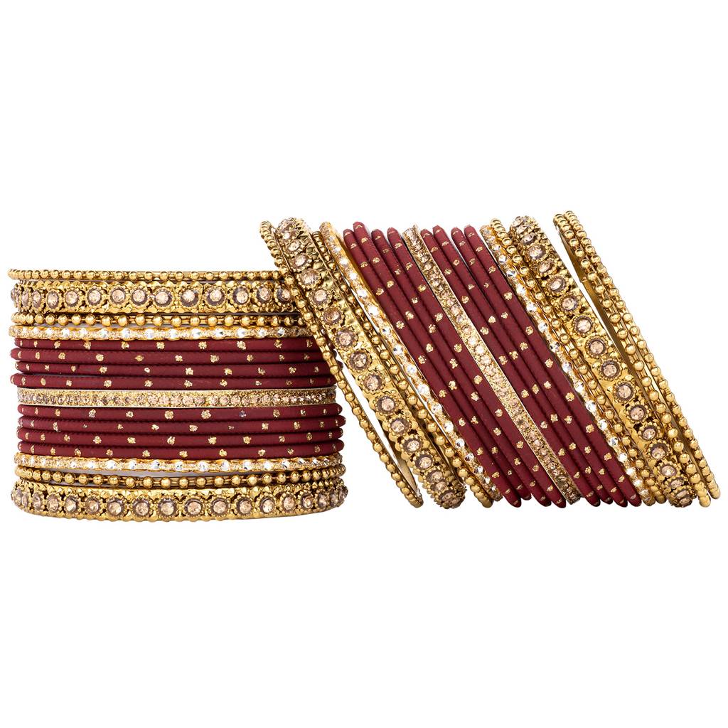 Studded Green Silk Thread Bangles Set Ethnic Jewellery For Women : PF51B84M