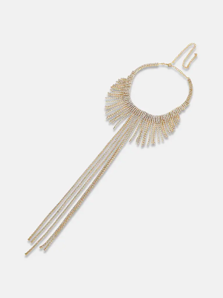 Briallen-Sohi Artificial Stones Gold Plated Necklace : SOHNCK3410