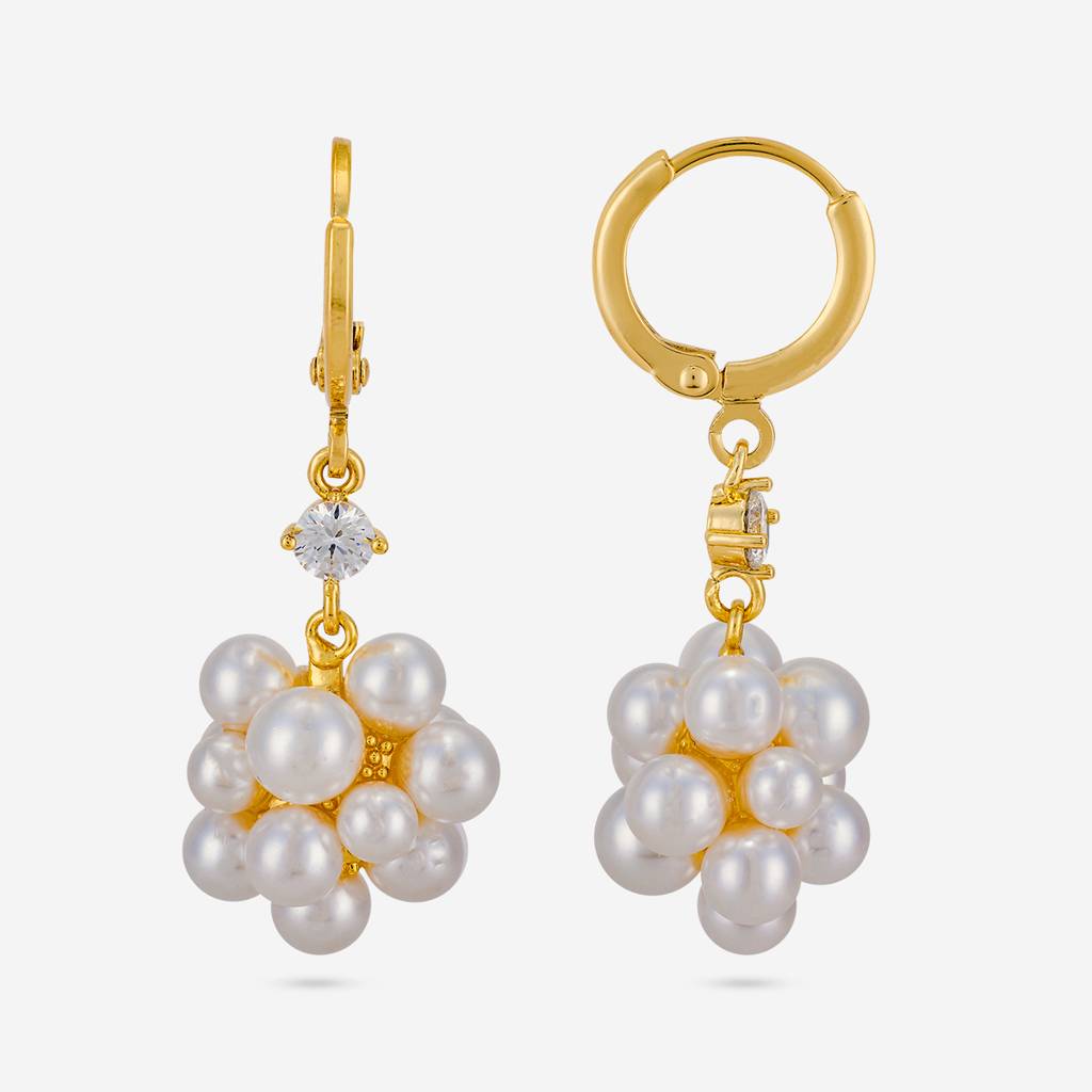 Pearl Gold - Plated Casual Wear Trendy Zircon Earring - 464587 : 464587