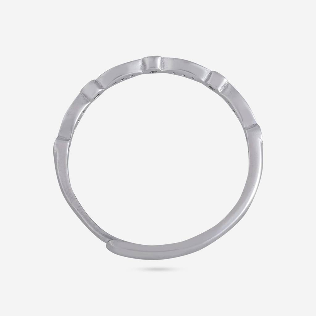 White Rodium Plated - Office Wear Silver Finger Ring - 465952 : 465952