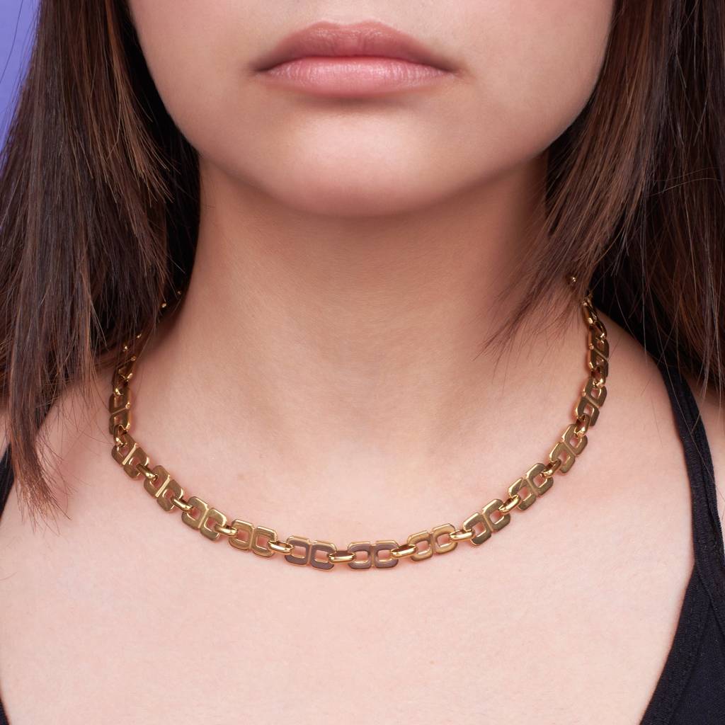 Geometric Chain Gold Necklace : NS14001-G