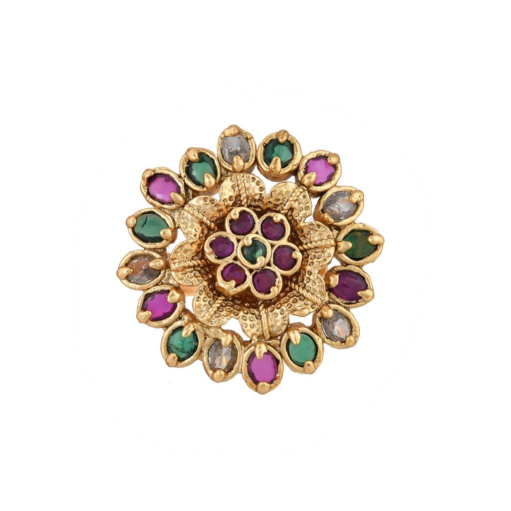Gold Opulence Kumudini Temple Ring : 8905124543148