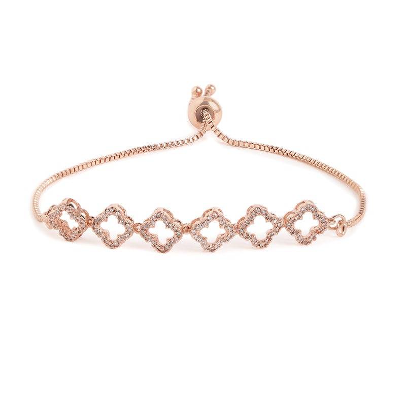 Sleek Clover Chain Bracelet | Cz For Everyday Glam : AD-164-RGWEBR