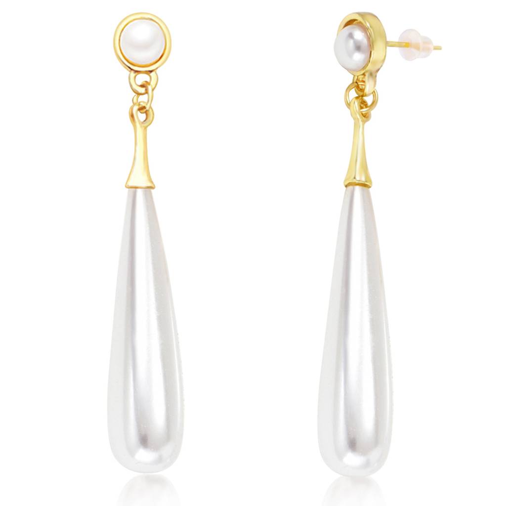 Peora Gold Plated Pearl Studded Fancy Drop Earrings Contemporary Fashion Jewellery For Women & Girls : PX8E233W