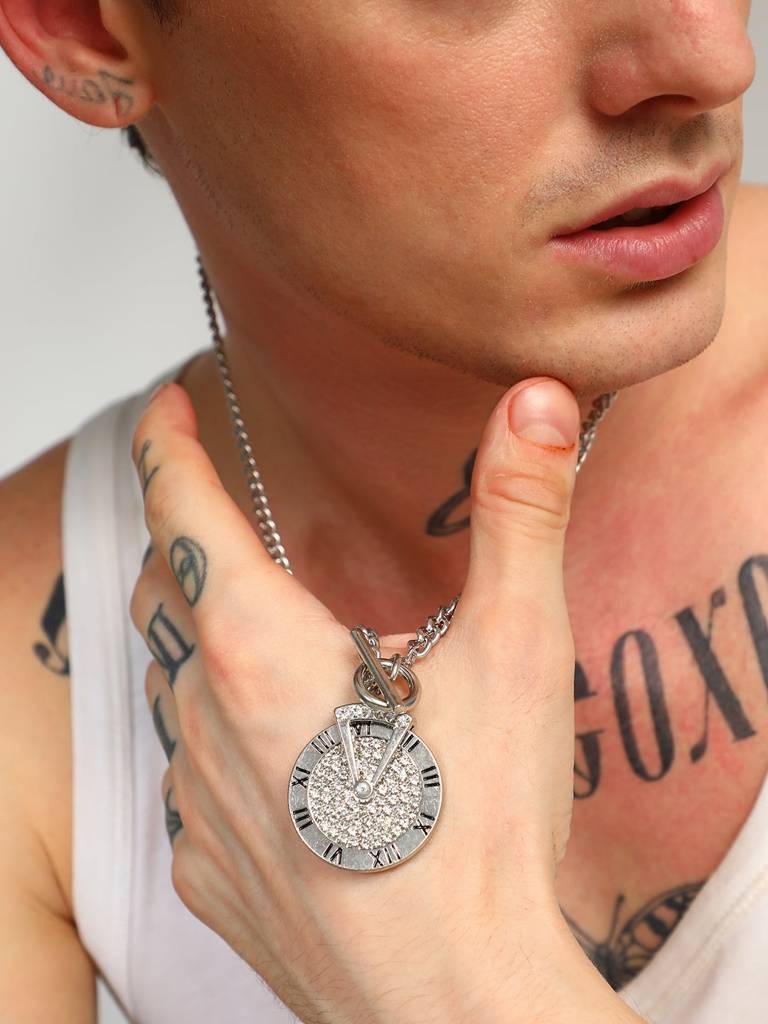 Men'S The Time Pendant Necklace - Metallic Silver : FAPD1102