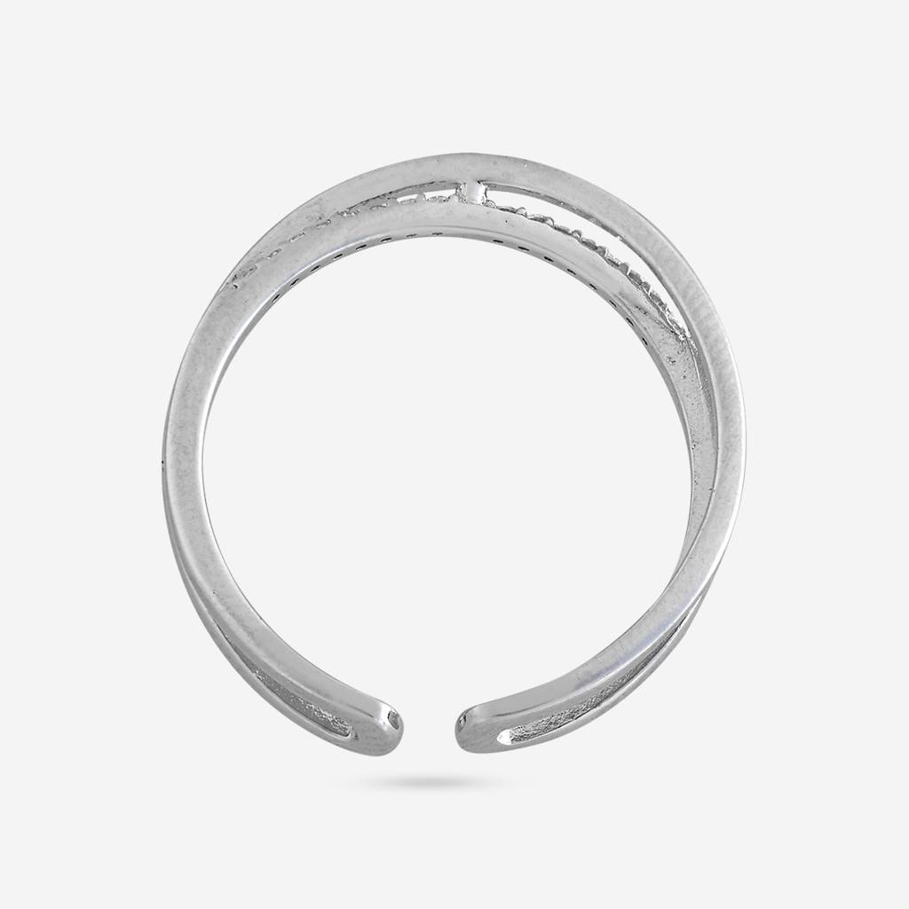 White Rodium Plated - Office Wear Silver Finger Ring - 466021 : 466021