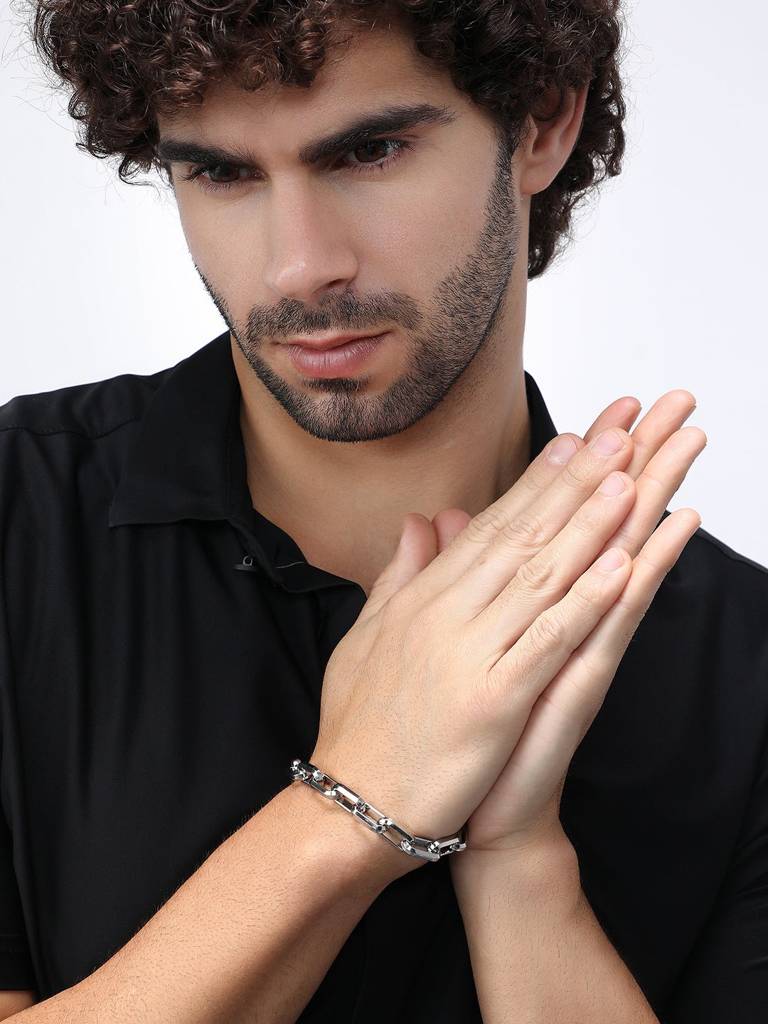 Men'S The Industrial Link Bracelet - Metallic Silver : FABR1218
