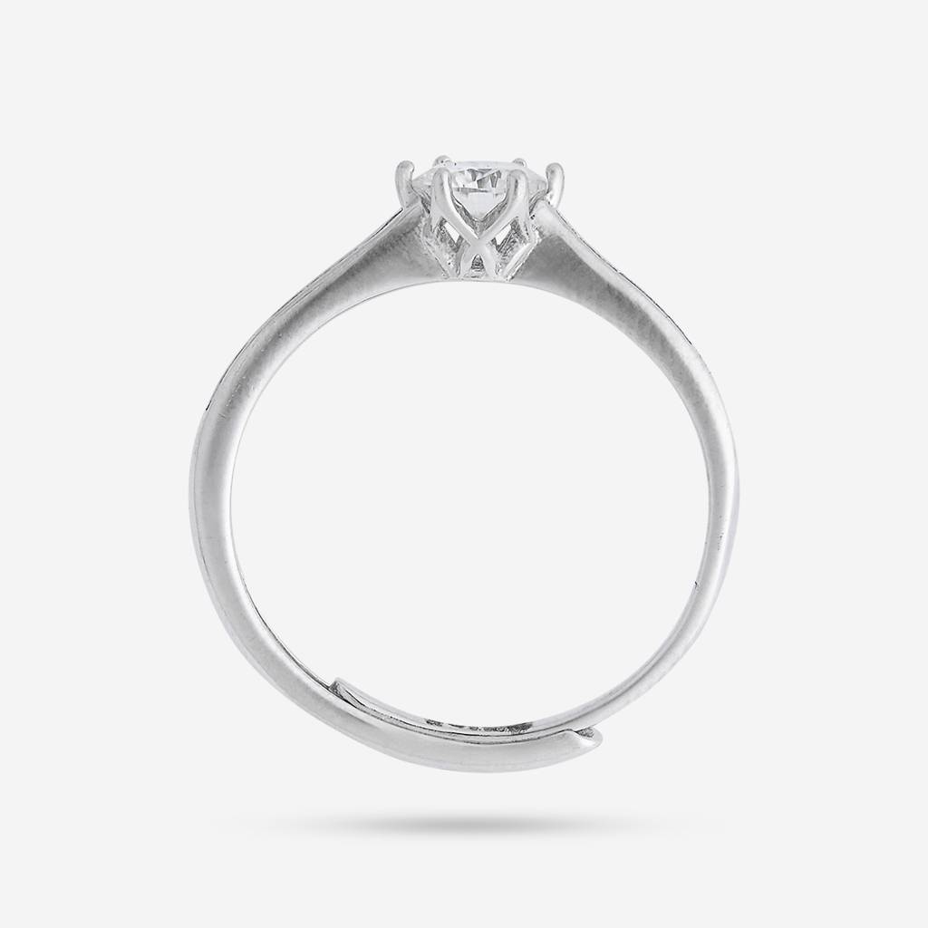 White Rhodium - Plated Office Wear Silver Finger Ring - 448494 : 448494