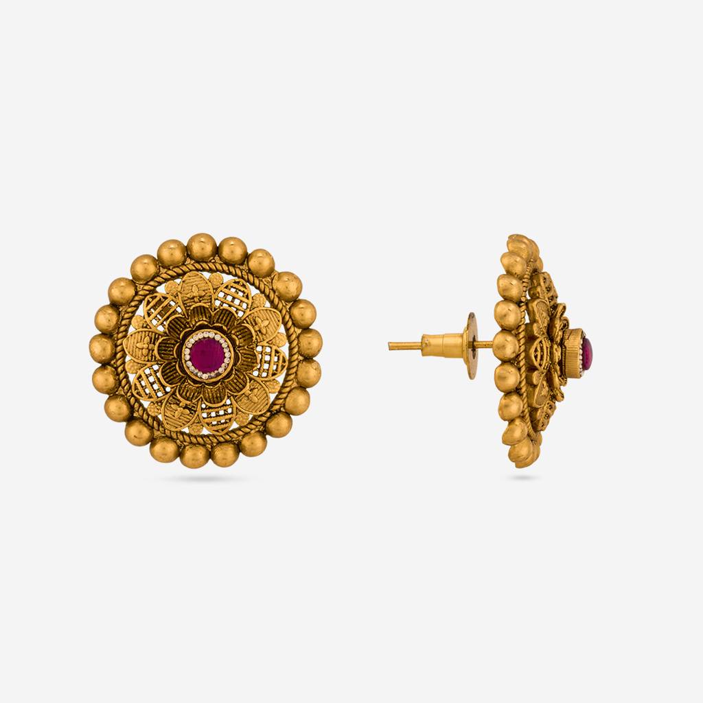 Ruby Gold - Plated Festive Antique Earring - 467567 : 467567