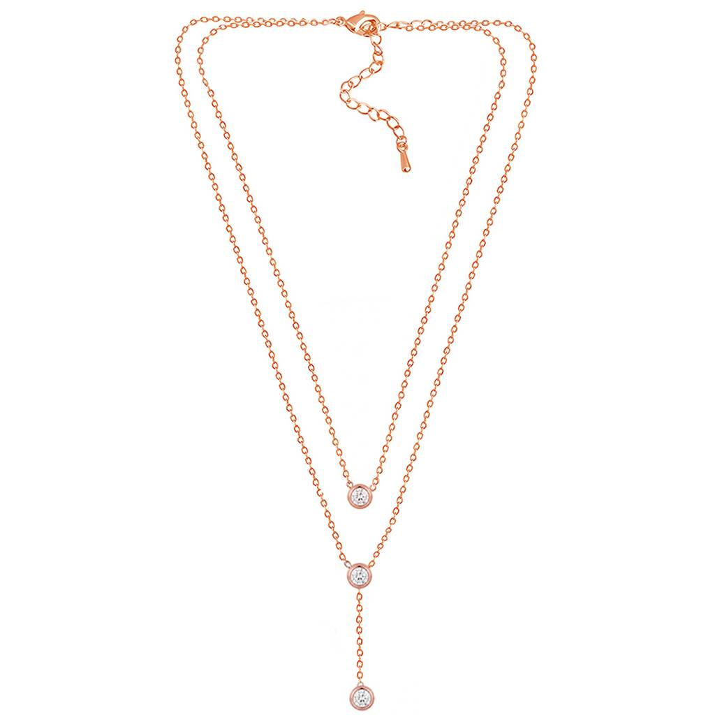 Crystal Studded Fancy Two Layer Chain Necklace Jewellery For Women & Girls : PX9N272CW