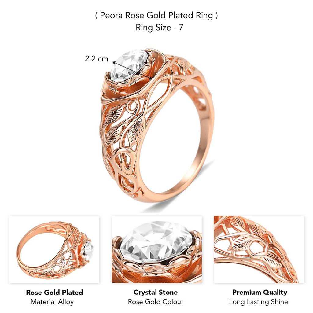 Rose Gold Plated Crystal Studded Fancy Engagement Ring Contemporary Jewellery For Women & Girls (Us 7) : PX9R3033C-7