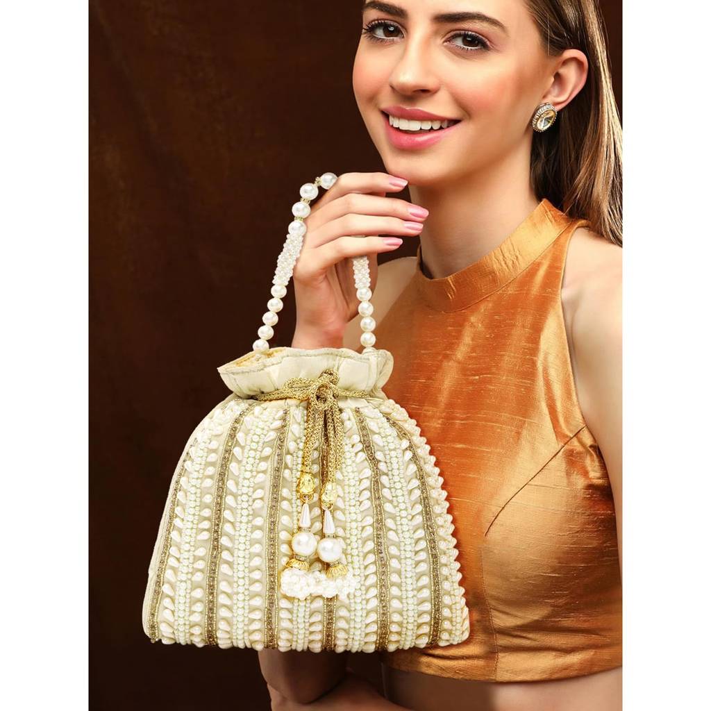 Potli Bags - For Women Girls Evening Bag Clutch Ethnic Bride Purse With Drawstring : P82CRM