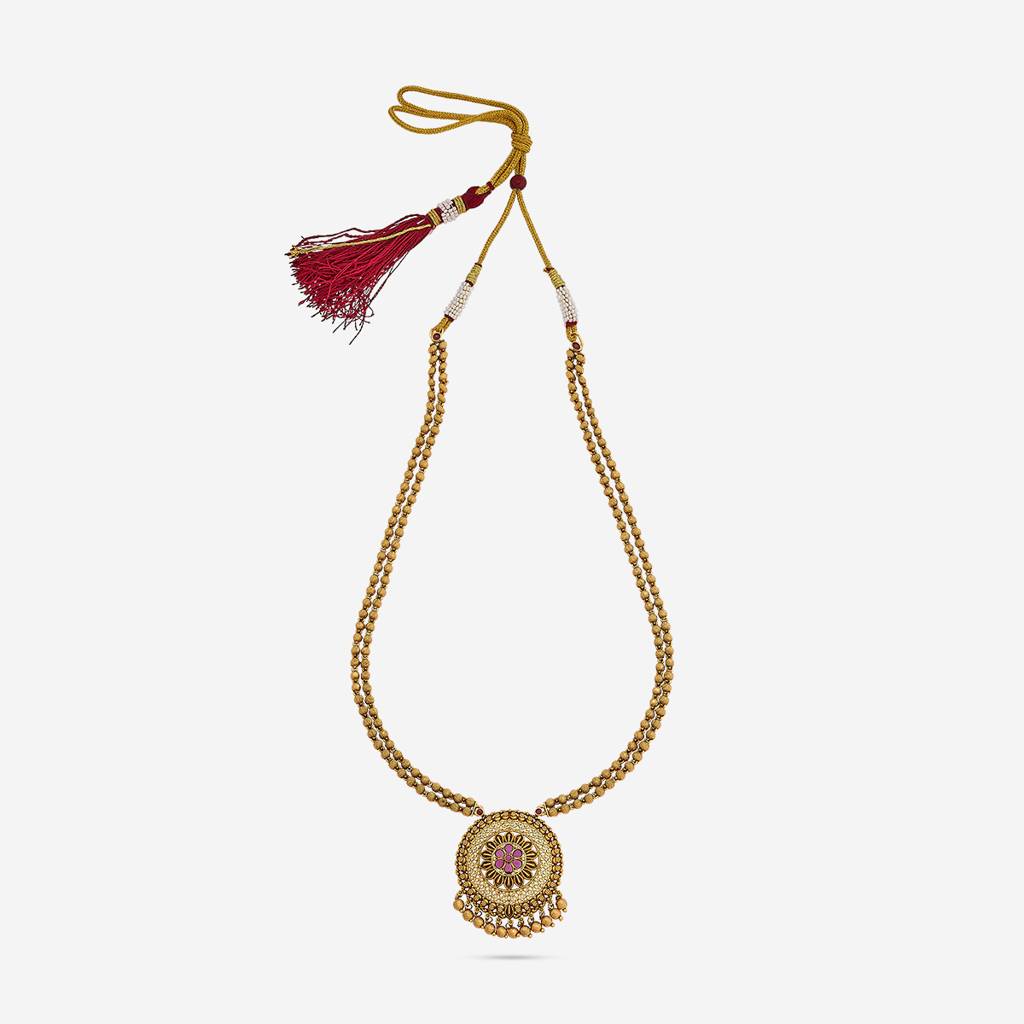 Ruby Gold Plated - Festive Antique Necklace - 445875 : 445875