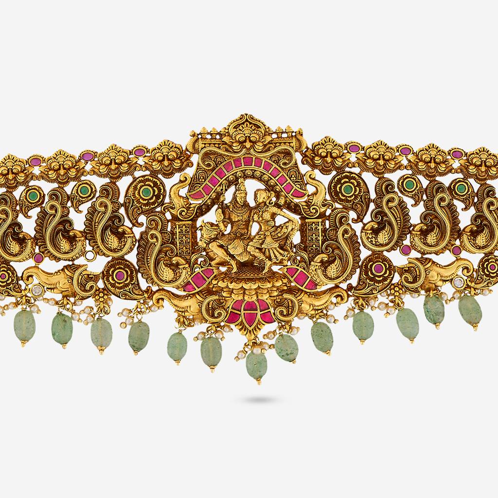 Ruby-Green Gold - Plated Bridal Antique Belt - 457466 : 457466