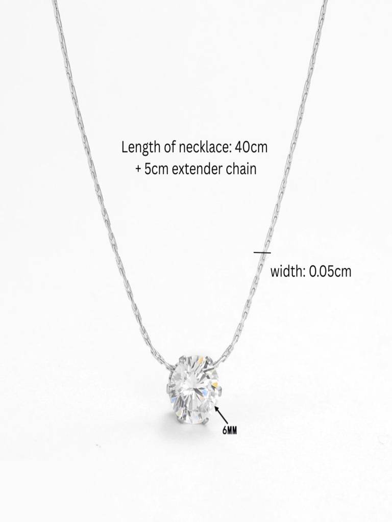 Minimal Single Zircon Thin Chain Necklace 18K Plated Anti-Tarnish : AHM0126N713S