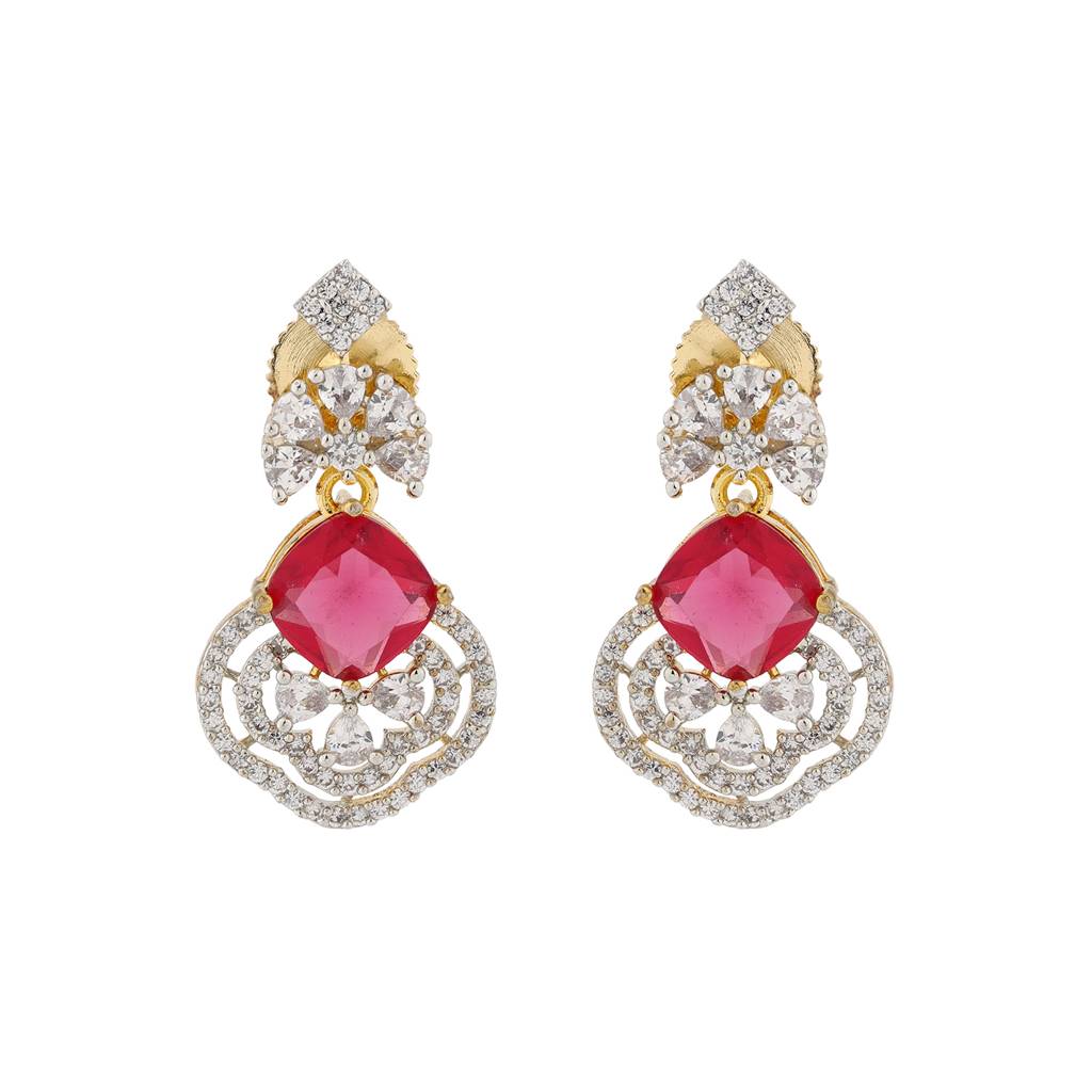 Sparkling Elegance Radiant Loop American Diamond Dangler Earrings : 8905124553536