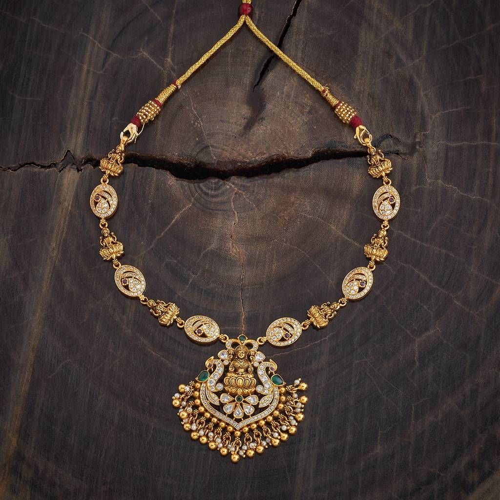 Ruby Oxidised Gold Plated - Bridesmaid Temple Necklace - 429742 : 429742