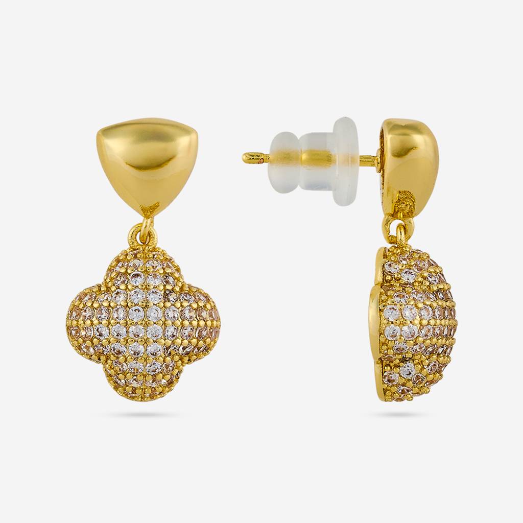 White Gold - Plated Casual Wear Trendy Zircon Earring - 460401 : 460401
