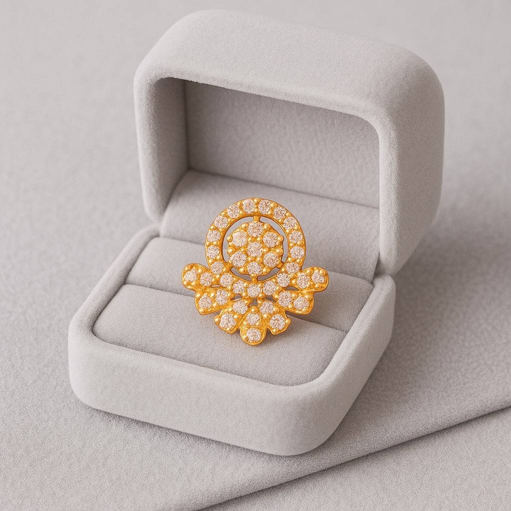 White Cz Ornate Floral Mandala Nose Pin 925 Sterling Silver Gold Plated : NP-00280