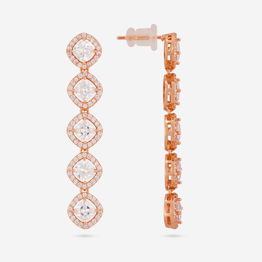 White - Plated Casual Wear Trendy Zircon Earring - 466905 : 466907