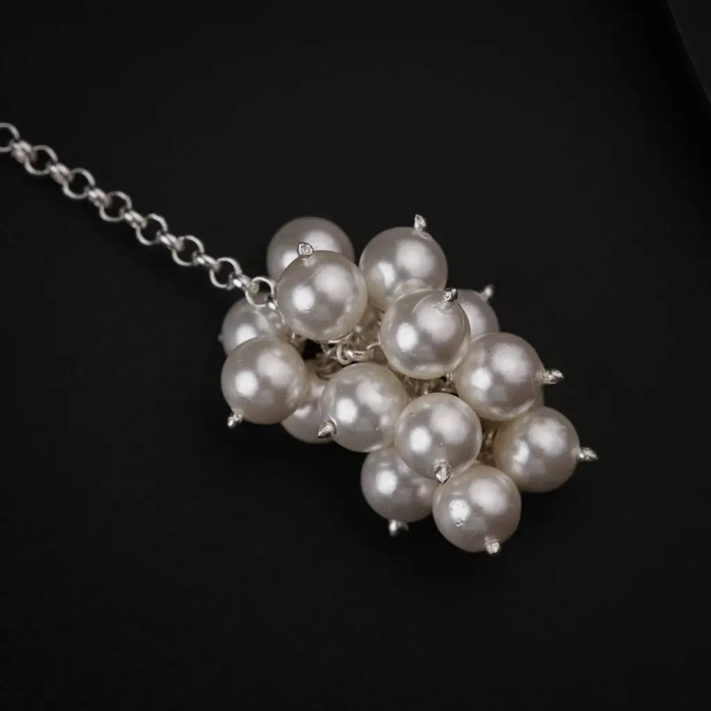 Silver Tie & Wear Necklace With Pearls & Black Onyx : 26632087