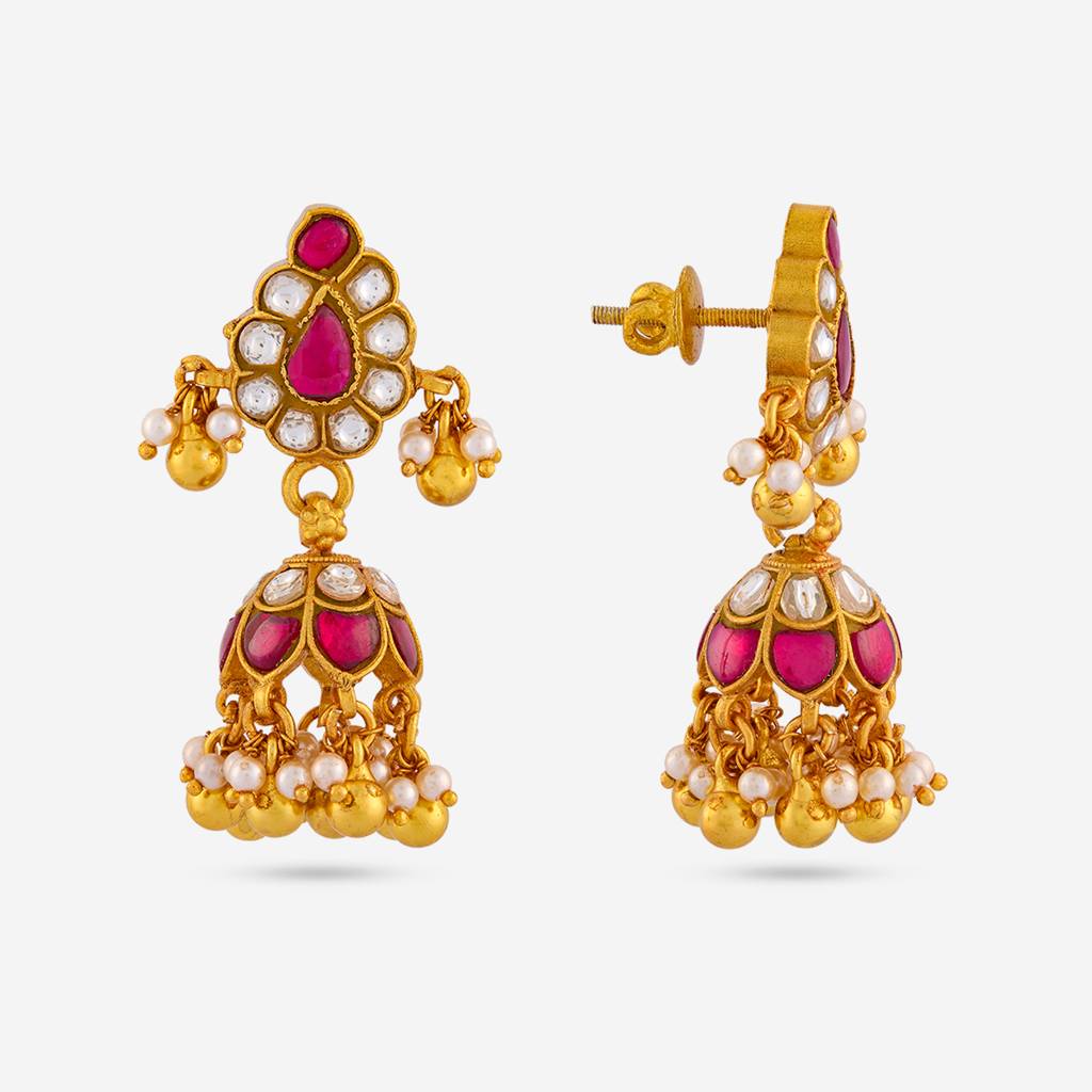Ruby Gold - Plated Festive Temple Earring - 467829 : 467829