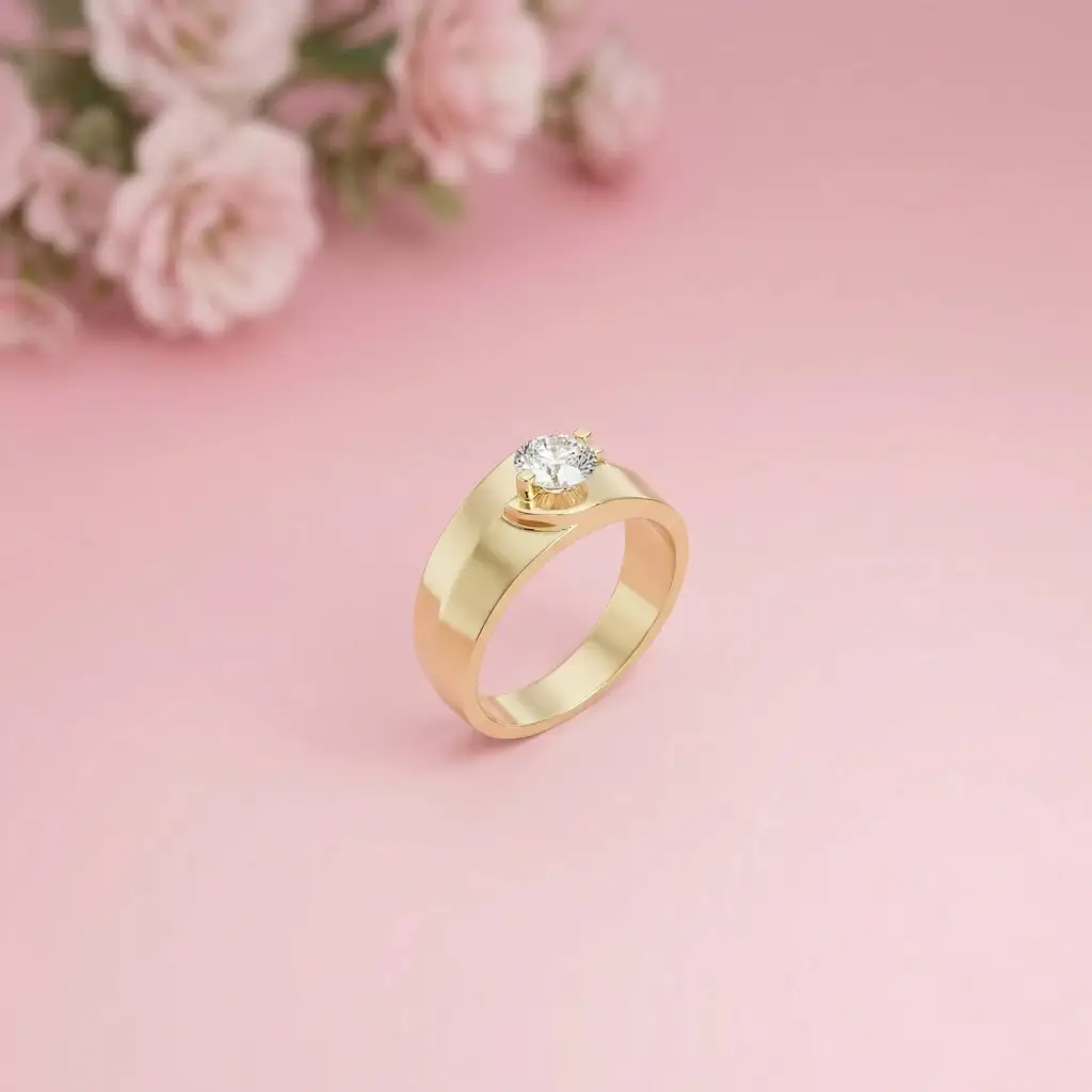 0.75Ct Moissanite Modern Bezel-Set Ring For Men'S : ZLM-10047Y-14N