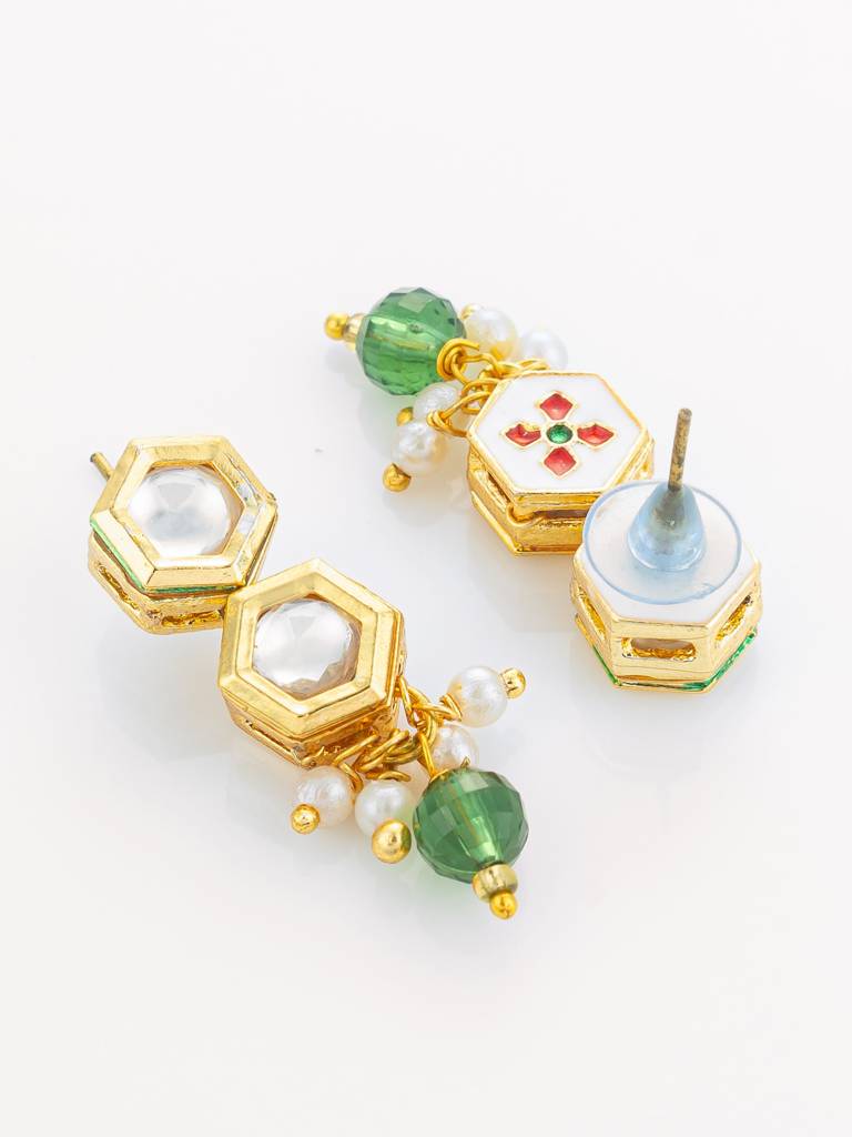 Long Pearl Strand Hexagonal Necklace Set : NK4850