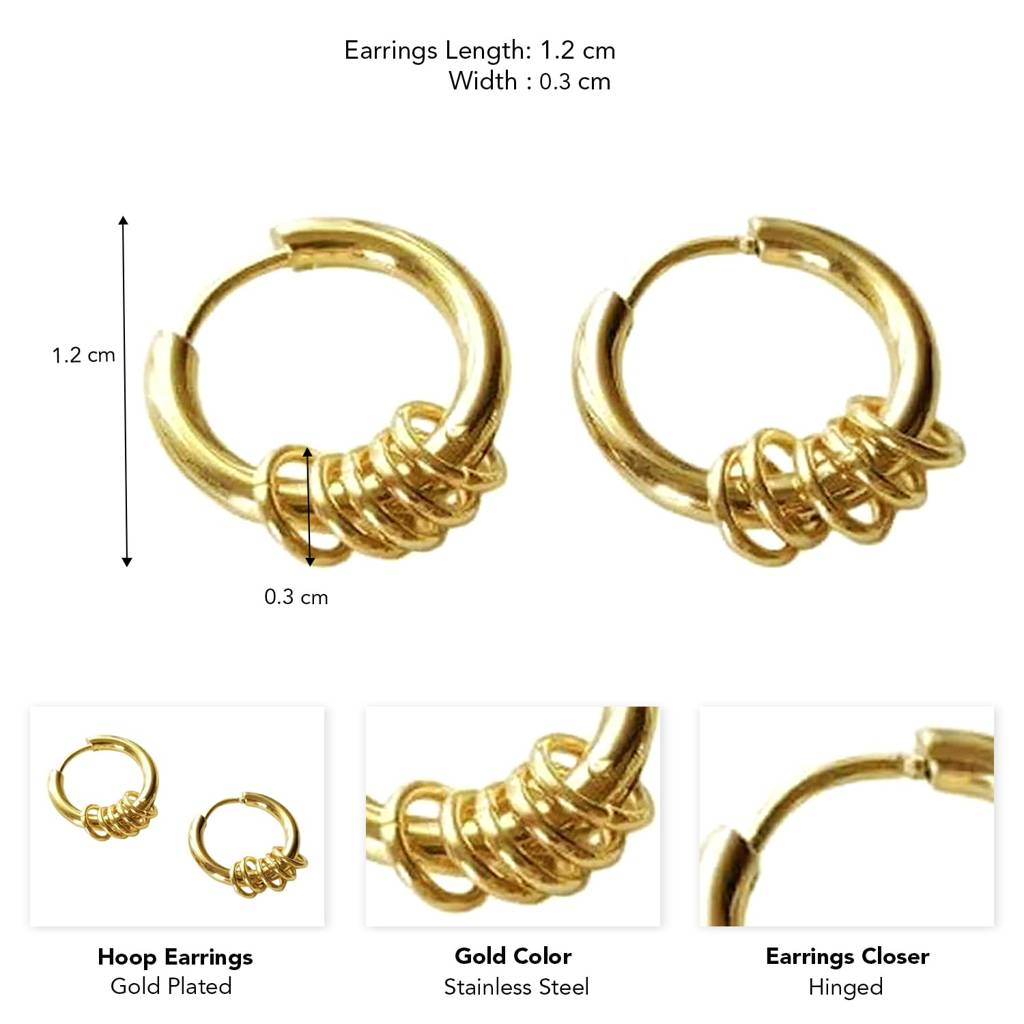 Gold Plated Stylish Hoop Huggie Bali Earrings Fashion Jewellery Gift For Men & Boys : PX9ME62G
