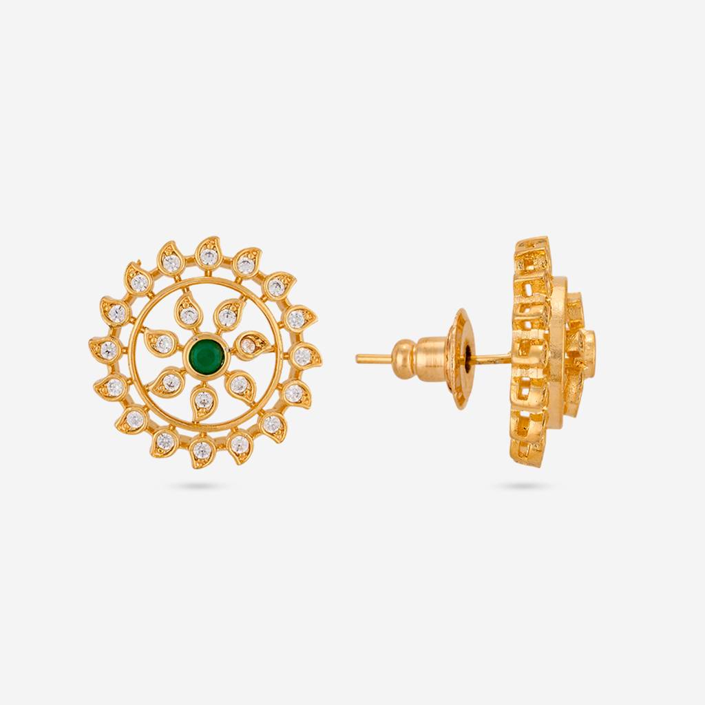 Gold - Plated Party Wear Zircon Earring - 463619 : 463619
